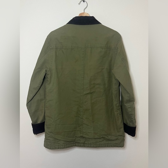 VINTAGE CANVAS BARN COAT WITH CORDUROY COLLAR AND CUFFS MEN’S SIZE S - Picture 4 of 5